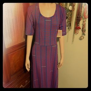 XL Lularoe Anna in white and blue nautical theme